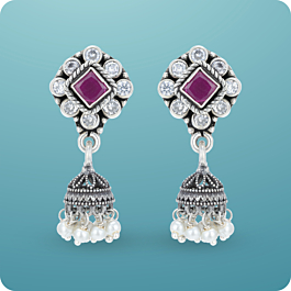 Captivating Floral Silver Jhumka Earrings