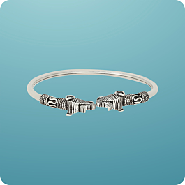 Powerful Presence Textured Elephant Silver Cuff Bracelet