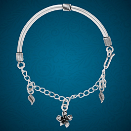 Intricate Floral Charms Silver Bracelets
