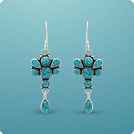 Striking Turquoise Stone Silver Earrings