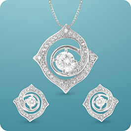 Appealing White Stone Silver Pendant With Earrings Set