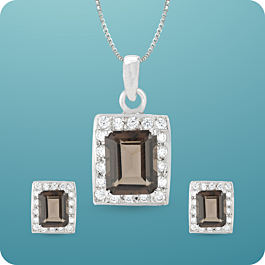 Stylish Cubic Silver Pendants with Earrings Set