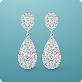 Alluring White Stone Silver Earrings