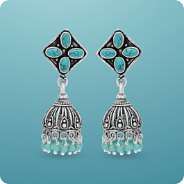 Blink in Hues Silver Jhumka Earrings