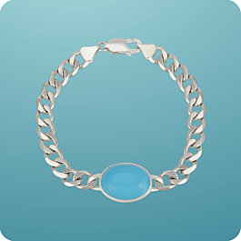 Finest Curb Design Turquoise Stone Silver Bracelets