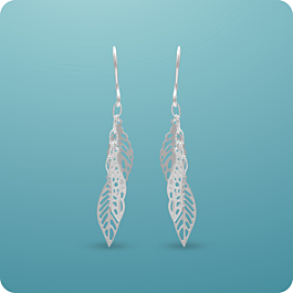 Charming Leaf Design Silver Earrings