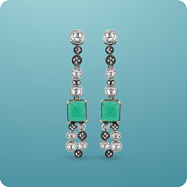 Enticing Floral Green Stone Silver Earrings