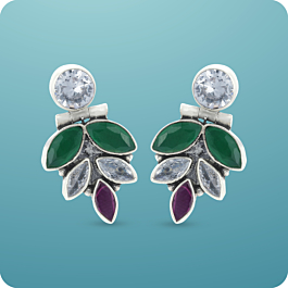 Scintillating Triple Colored Silver Earrings