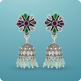 Fantastic Floral With Beaded Silver Earrings