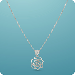 Spectacular Rose Floral Silver Necklace