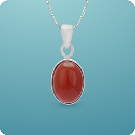 Stunning Oval Red Stone Silver Pendant