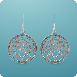 Splendid Round Pattern Silver Earrings