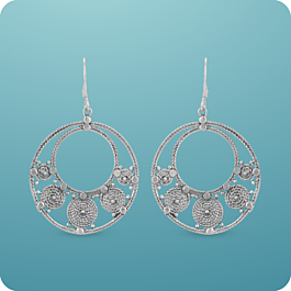 Enticing Stylish Round Pattern Silver Earrings