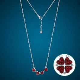 Valentines Day Gifts Pleats of Heart Dual Style Magnetic Silver Necklace