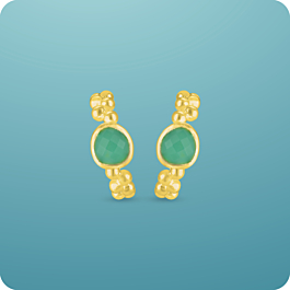 Modish Green Stone Silver Earrings