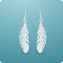 Fancy Breezy Feather Silver Earrings