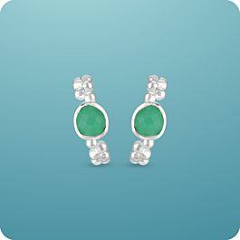 Stellar Green Stone Silver Earrings