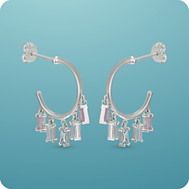 Enticing Multi Stone Charms Silver Earrings