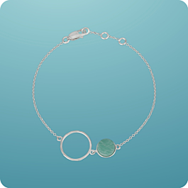 Circle of Tranquility Aquamarine Stone Sterling Silver Bracelet