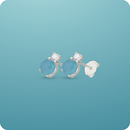 Sparkling Blue Stone Silver Earrings