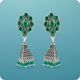 Dazzling Green Beads Silver Earrings
