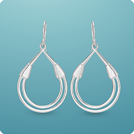 Exotic Double Loop Silver Earrings