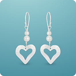 Pleats of Heart Silver Earrings