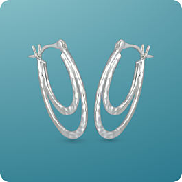 Glossy Double Hoop Silver Earrings
