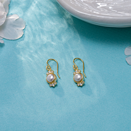 Gold & Silver Plated With Pearl Fancy Drop Earring For Women