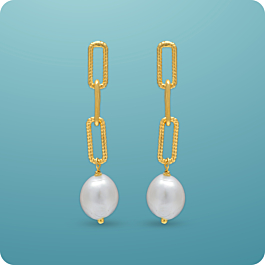 Enchanting Anchor Link Pearl Drop Silver Earrings