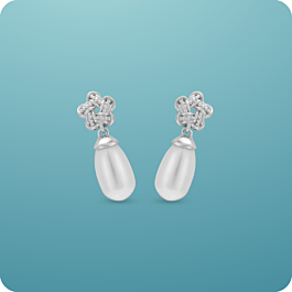 Serene Twisted Floral with Pearl Silver Earrings