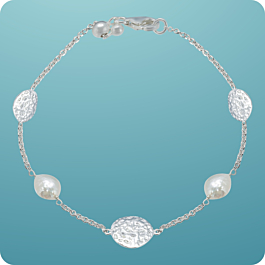Petite Fancy Pearl Silver Bracelet