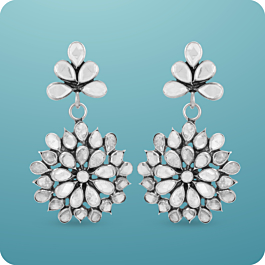 Grandeur Floral Silver Earrings