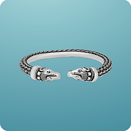 Exquisite Elephant Headed Cross Knot Silver Bracelet