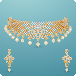 Attractive Pearl Drops Silver Necklace Set