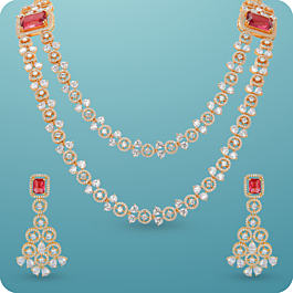 Scintillating Dual Layered Silver Necklace Set