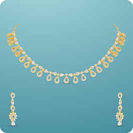 Elegant Pear Drop Silver Necklace Set