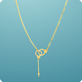Fancy Lock and Key Pattern Silver Necklace