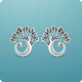 Elegant Peacock Silver Earrings