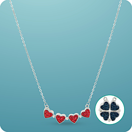 Valentines Day Gifts Pleats of Heart Dual Style Magnetic Silver Necklace