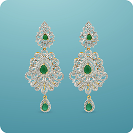Shimmering Green Stone Floral Drops Silver Earrings