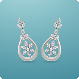 Pristine Floral Drop Silver Earrings