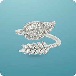 Delicate Leaf Pattern Silver Ring
