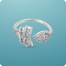 Radiant Pear Drop Design Adjustable Silver Ring