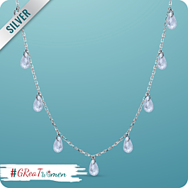 Adoring White Swarovski Crystal Charms Silver  Necklace 