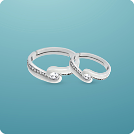 Elegant Adjustable Silver Couple Ring - Valentine Collection