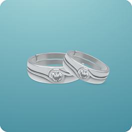 Classy Single Stone Adjustable Silver Couple Ring