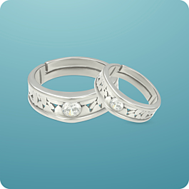 Lambent Single Stone Adjustable Silver Couple Ring