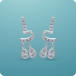 Modern Dual Drops Silver Earrings - Valentine Collection
