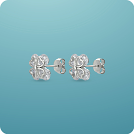 Elegant Heartin Floral Silver Earrings - Valentine Collection